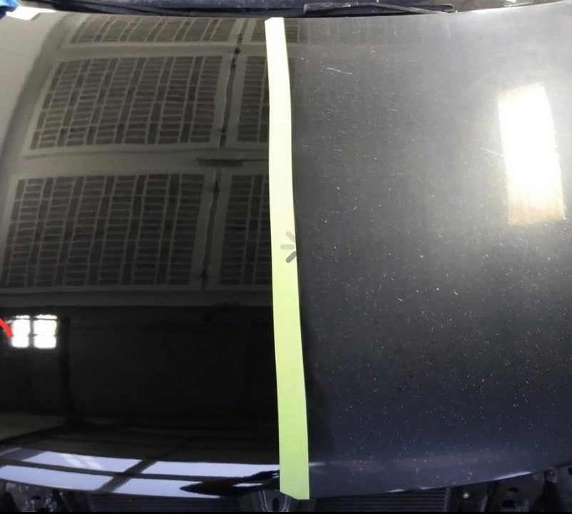 Paint correction before and after - swirl marks removed